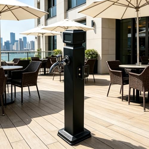 Freestanding Water Column with Faucet Hose Stand Garden Tap Post Stainless Steel Double Outlet Decorative Water Feature Vertical Pillar, Backyard Yard Hydrant(Style 1,Height: 95cm/37.4in) by Gaommini