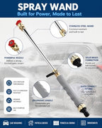 2026 Upgraded Jet Nozzle Power Washer for Garden Hose Includes 2 High-Pressure Nozzles 2× Rubber O‑ring seal 1x plumber's tape and Quick Connectors | Hydro Jet High Pressure Washer Tools - Image 2