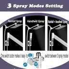 10" High Pressure Square Rainfall Shower Head and 2-in-1 Hand Shower, Equipped with 78"Hose,3 Way Diverter Valve, Adhesive Shower Head Holder (AWAXFOLO Chrome Square Shower Head Set) - Image 6