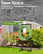 LAND·VOI Freestanding Garden Water Hose Storage Holder Stand for Outside, 160-Ft Hose Heavy Duty Metal Hanger Reel Organizer Outdoor Yard Lawn, Standing Keeper Rack with Ground Stake, Black GHH02B - Image 3