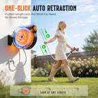 Retractable Garden Hose Reel 1/2" 100ft, 2-in-1 Wall Mount & Portable Auto Rewind Water Hose Reel with Any Length Lock & 180° Swivel, Heavy Duty Outdoor Hose Storage for Garden, Patio and Car Washing - Image 3