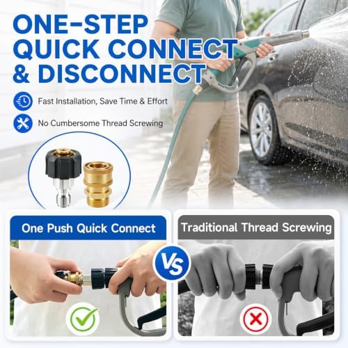 Pressure Washer Quick Connect Kit, 5000 PSI Brass Adapter Set - Image 6
