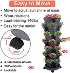 GameXcel Vertical Planter Tower - 7 Tier Stackable Garden Planters with Wheels and Tools Plant Pots for Strawberry Herb Flower and Vegetable Indoor Outdoor Use Dark Gray 2 Pack - Image 5