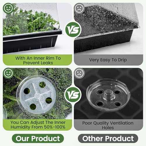 ZJP 20 Pack Heavy Duty 5" Humidity Dome for 1020 Seed Starter Trays – Clear Vented Propagation Cover & Cloning Lid for 10x20 Flats, Seed Starting & Germination - Image 5