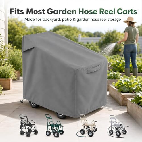 Hose Reel Cart Cover 420D Buckle Vent Handles Fit - Image 6