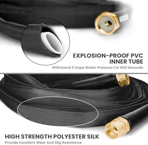 Giraffe Tools 100FT Garden Hose, Ultra-Lightweight & Lay-Flat Design, Anti-Kink Flexible Water Hose with 9-Pattern Multi-Function Spray Nozzle, Heavy-Duty Leak-Proof, Black - Image 4