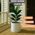 Fox & Fern Large Planter for Indoor or Outdoor, White Matte, 8 Inch - Image 5