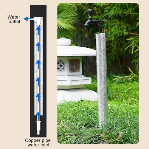 Free Standing Hose Holder, Garden Fountain, All-Copper Cylinder and Faucet, Suitable for Irrigation and car Washing，One Color 100cm/39.4in - Image 6