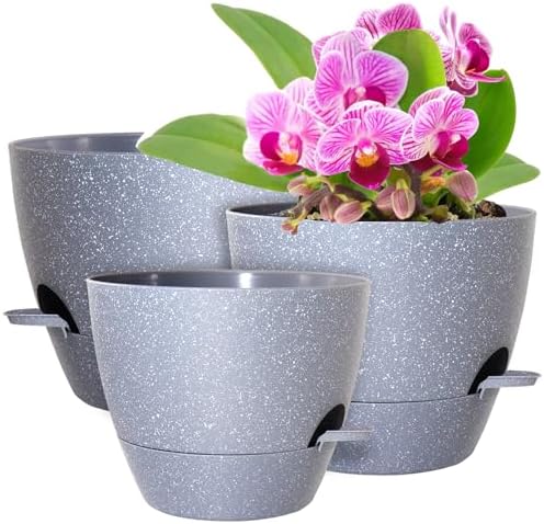 WSMKSZ 12/10/9 inch Self Watering Pots for Indoor Outdoor Plants, Set of 3 by WSMKSZ