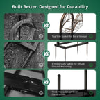 Heavy Duty Garden Hose Holder Stand with Basket, Freestanding Outdoor Organizer - Image 6