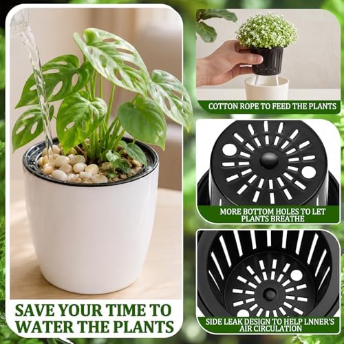Self Watering Plant Pots, 3.5'', White Black, 36 Pcs - Image 3