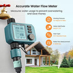 Programmable Water Timer with Flow Meter for Garden Hose, Eco Mode, Manual Watering, Rain Delay, Child Lock, for Lawn, Yard, Pool, Mist System - Image 2