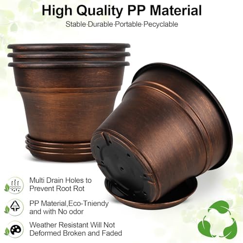 Fodetyff Planters-Plant-Pots-Indoor-Outdoor, 11 inch 4 Pack Copper - Image 4