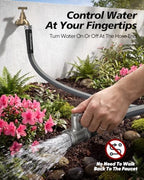 Lightweight Flat Garden Hose 100FT, Flexible Water Hose with Shutoff Valve, TPE Inner Tube, 3/4" Metal Fittings, Practical Dark Finish for Garden, Yard and Outdoor Cleaning - Image 5