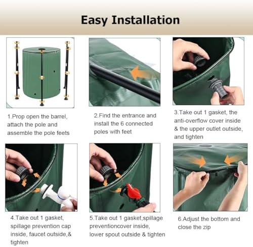 13-264 Gal Portable PVC Rain Barrel for Rainwater Collection, Gutter Catcher Tank with Spigot, 500L/132Gal White Water Storage Solution - Image 6