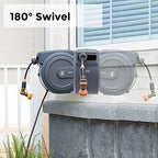 Giraffe Tools Hybrid Garden Hose 75ft x 5/8",Male and Female Fittings,Flexible,Heavy Duty and Metal Retractable Hose Reel 130FT Wall Mounted Heavy Duty Hose Reel with 9 Pattern Nozzle 180 Deg Swivel - Image 4