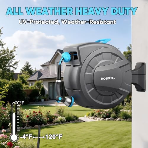 Garden Retractable Hose Reel, 1/2 Inch x 110 ft Wall Mounted Hose Reel - Image 6