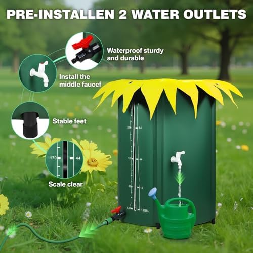 Rain Barrel Water Collection System, 100 Gallon Portable Foldable PVC Rainwater Collector with Spigots and Overflow Kit for Eco-Friendly Water Storage - Image 4