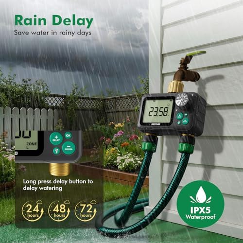 RESTMO Remote Control Brass Sprinkler Timer for Outdoor Hose Faucet 2 Zone - Image 4