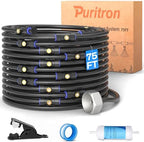 Misters for Outside Patio 75FT/23M, Pre-Assembled Misting Cooling System with 23 Brass Nozzles & 3/4" Adapter, Outdoor Mister for Backyard, Garden, Greenhouse, Chicken Coop, Dog House by Puritron
