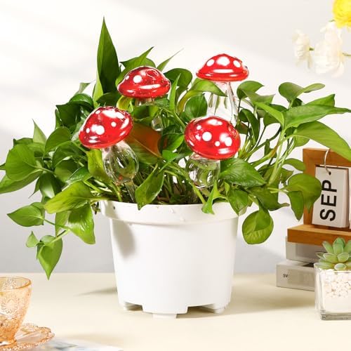 Weysat 4 Pack Glass Self Watering Globes for Indoor Plants Mushroom Watering Devices Bulbs Automatic Plant Waterer Balls Planter Spike for Garden Patio Outdoor Potted Flower Irrigation - Image 3
