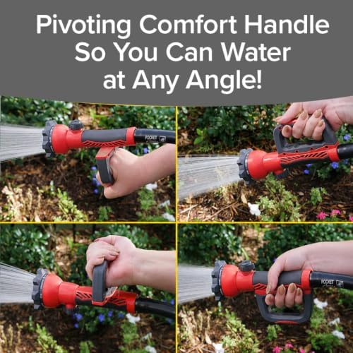 Pocket Hose Aqua Handle Nozzle, Ergonomic Grip, 9 Spray Patterns, Red - Image 3