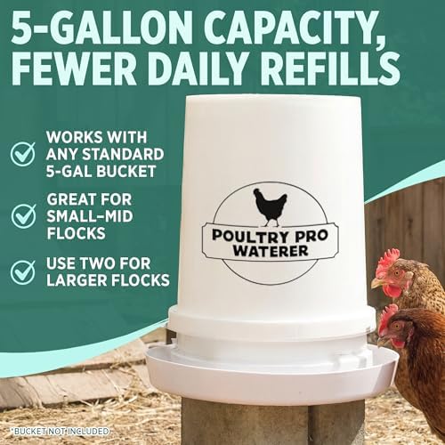Poultry Pro Chicken Waterer for 5 Gallon Bucket, (Bucket Not Included) - Image 5