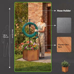AceOrbit 2-in-1 Garden Hose Holder with Planter Box, Freestanding Heavy Duty Metal Water Hose Stand with Wooden Flower Pot 15.75", Detachable Organizer Rack for Patio Lawn Yard Garden Decor - Image 4