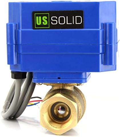 U.S. Solid 1/2" Motorized Ball Valve - 9-24V DC Brass Electric Valve, Normally Closed (N.C.), Full Port, 5-WIRE Control with Open/Closed Signal Output - Image 3