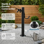 Outdoor Stainless Steel Water Column Garden Water Tap, 23.6in Tall Hose Stand with Side/Bottom Inlet Faucet, Freeze Proof Vertical Water Hydrant for Exterior Patio Backyard Lawn (Round Shape) - Image 2