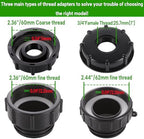 Ceaeso 3-Size IBC Tote Adapter, 275-330 Gallon IBC Tote Adapter 2.44" Fine, 2" Fine and 2" Coarse Thread + 304 Stainless Steel 3/4" Garden Hose Faucet for Garden Hose Connectors (Pack of 2) - Image 6
