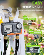 RAINPOINT 2 Zone Sprinkler Timer with Brass Inlet and Outlet - Water Timer for Garden Hose with Rain Delay/Manual Watering/Automatic Irrigation Controller for Yard(Orange) - Image 7