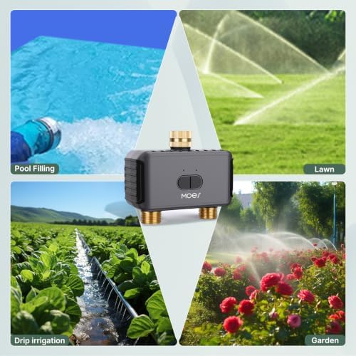 MOES WiFi Water Timer 2 Zone with BLE Hub, Brass Inlet & Outlet, Grey - Image 5