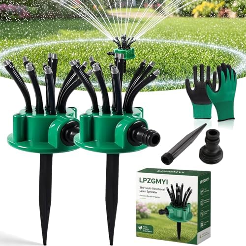 360° Multi-Directional Lawn Sprinkler, 2026 New Precision Garden Irrigation with Flexible Spray Nozzles, Stable Rotating Water Sprinkler, Flower Shape Spray Head for Hose Yard Grass (2pcs) by Unknown