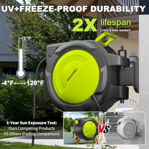 75 FT 5/8" Retractable Garden Hose Reel, Wall Mount - Image 2