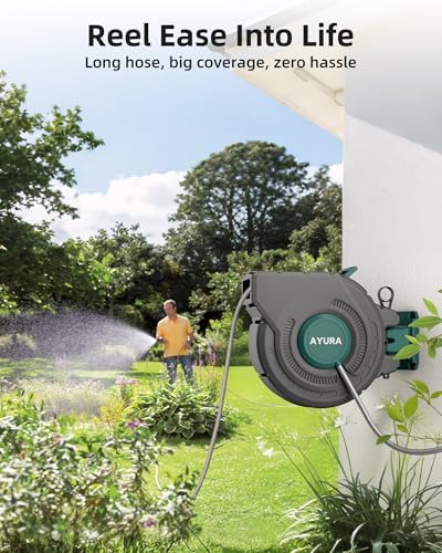 Retractable Garden Hose Reel 1/2 Inch x 100 ft,Automatic Slow Rewind System - Image 2