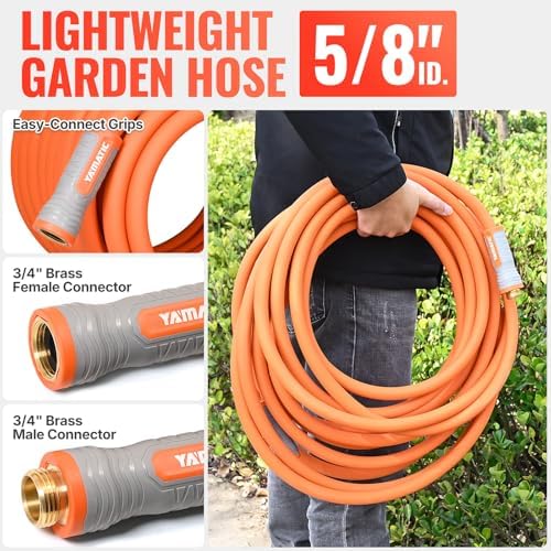 YAMATIC 100ft Garden Hose, 5/8in I.D. 360° Swivel Handle, Burst 600 PSI - Image 6