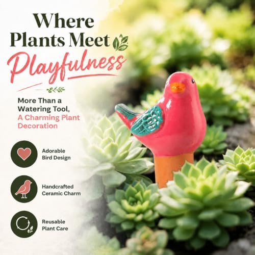 SURE YUESI 4PCS Self Watering Globes, Automatic Terracotta Watering Bulbs - Watering Spikes, Vacation Plant Watering Devices System, Plant Watering Globes for Indoor and Outdoor Plants - Birds - Image 3