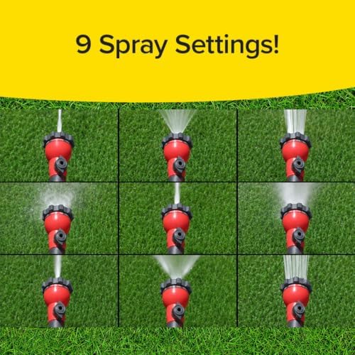 Pocket Hose Aqua Handle Nozzle, Ergonomic Grip, 9 Spray Patterns, Red - Image 4