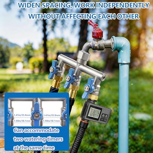 304 Stainless Steel Garden Hose Splitter 3 Way Heavy Duty, Full Flow T Valve Water Hose Splitter With 2.1" Extra Long Handle, Lead-free，3/4" GHT Thread Connector For Outdoor Spigot Faucet - Image 5