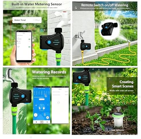 Garden Hose Irrigation Controller, App Controlled Water Timer with Rain Delay, Auto & Manual Watering, Waterproof Outdoor Sprinkler System, Black - Image 4