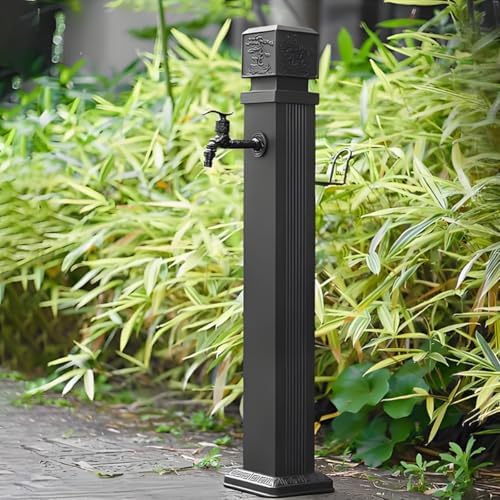 304 Stainless Steel Garden Water Column, Freestanding Hose Stand with Full Copper Faucet, Outdoor Water Feature for Gardening and Landscape by Unknown