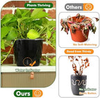 Planterhoma 6.7 Inch Self Watering Pots for Indoor Plants, 8 Packs Self Watering Planters for Orchid, Spider Plant, Devil's Ivy & African Violet, Water Indicator & Black Wick Pots, Black - Image 2
