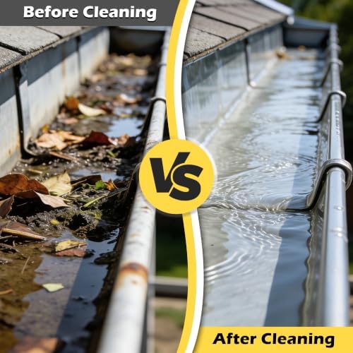 24FT Reach Telescopic Gutter Cleaning Tool, 8-15FT Gutter Cleaner from the ground with 360°Rotatable Duckbill Metal Head, Shut Off Valve, Leak-Proof Gutter Cleaning Wand for Garden Hose - Image 2