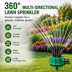 360° Coverage Precision Garden Irrigation Sprinkler, Multi-Directional Lawn Sprinkler for Large Area, Adjustable Spray Patterns, Above Ground Yard Watering System (3PC) - Image 2