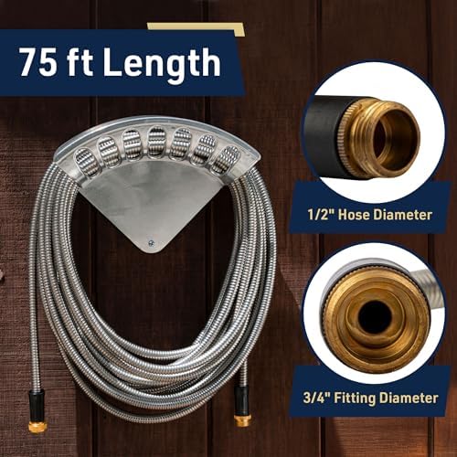 Stainless Steel Garden Hose 75 ft Outdoor Heavy Duty Flexible Metal Water Hose, Non Kink, Leak Proof, Tear and Puncture Resistant, Rust and Corrosion Free, 1/2” Diameter by Kings County Tools - Image 6
