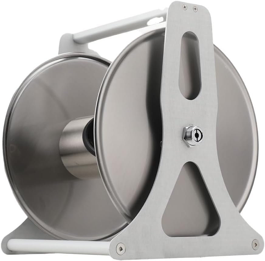 1/2in Stainless Steel Garden Hose Holder Kit, Wall Mounted Garden Hose Reel 50m Capacity Water Hose Storage Rack With 360° Rotatable Handle For Home Garden Lawn #002 - Image 4