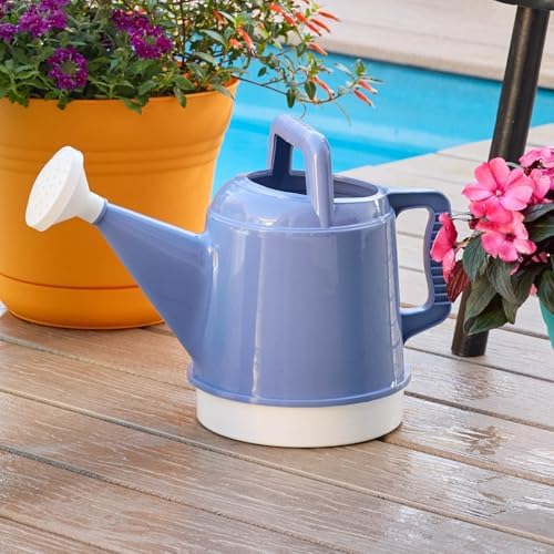 Bloem Deluxe 2 Gallon Plastic Watering Can - Indoor/Outdoor with 256 Fl Oz Capacity, Removable Nozzle, Shatterproof, Peri-Blue - Image 2