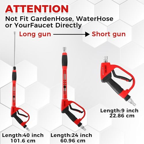 Tool Daily Pressure Washer Gun with 3/8” Swivel Quick Connector, High Pressure Washer Hose - Image 5