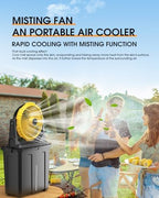 Ausic Portable Misting Fan, 9L 10-inch Outdoor Mist Fans for Outside Patios Cooling, 30000mAh Rechargeable Battery Fan with Water Box, 3 Strong Winds, 3 Spray Mister, Camping/Beach Summer Essentials - Image 2
